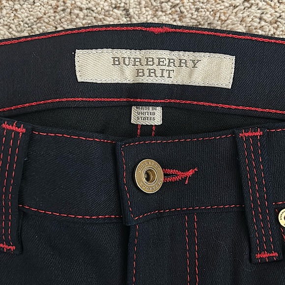 Burberry Dark Blue Red Trim High Rise Flare Leg Denim Jeans Pants **Sz 29**🌺🌺 - Picture 6 of 7